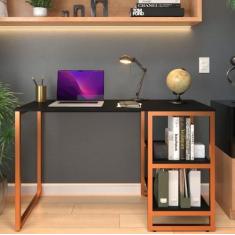 Imagem de Mesa Escrivaninha Com 2 Prateleiras 1,20 Home Office Estudo Preto C/ C