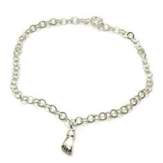 Imagem de Pulseira Infantil 15 cm Pingente Figa Elo Prata Legítima - Lojas La+Ny