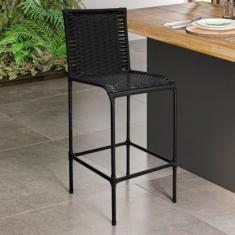 Imagem de Banqueta Alta Diplomata em Aço Carbono e Fibra Sintética - Acesse Móve