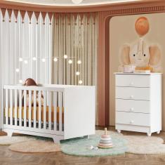 Imagem de Quarto de Bebê Completo Lara 100% Mdf 4 Gavetas Branco 5353 - Tigus Baby