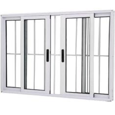 Imagem de Janela Vitro 4 Folhas Alumínio Branco 1.00  X 2.00 Linha 25 com Grade 