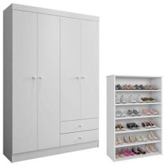 Imagem de Guarda Roupa Louise E Sapateira Laís Branco Brilho - Ajl - Ajl Móveis