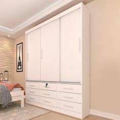 Imagem de Guarda-Roupa Chicago 3 Portas 9 Gavetas Neve - Tcil Móveis