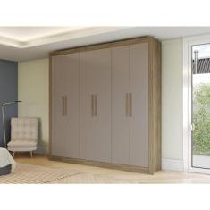 Imagem de Guarda-roupa 6 Portas 2 Gavetas em Mdp Nogueira/fendi