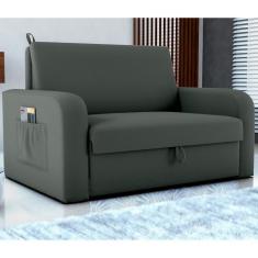 Imagem de Sofá Cama Com Baú 2 Lugares Numey Veludo Maserati Cinza