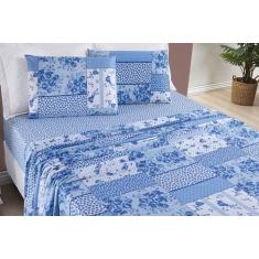 Imagem de Jogo De Lençol Casal Queen 4 Pç Com Estampa Floral Elástico. - Safira