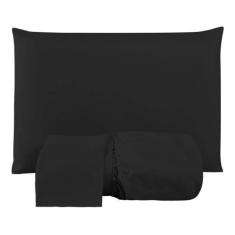 Imagem de Jogo De Lençol Percal 180 Fios Casal Queen 3 Peças Preto - Confecções