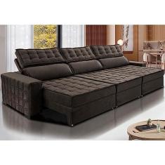 Imagem de Sofá Retrátil e Reclinável 3,55m Cama Inbox Big Star com Softgeld40 Velupluma Café