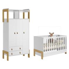 Imagem de Jogo De Quarto Fantasia Guarda Roupa E Berço Branco - Qmovi