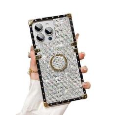 Imagem de LXXZBC Capa para Samsung Galaxy S24 Ultra Bling para mulheres meninas moda caixa porta-malas design glitter bonito dourado quadrado canto macio capa macia com anel de dedo suporte suporte pele de