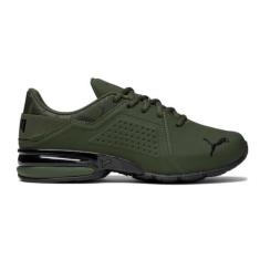 Imagem de PUMA Tênis de corrida masculino Viz Runner Repeat perfurado largo - Preto, Verde, 41