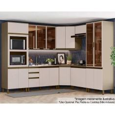 Imagem de Kit Cozinha Modulada 10 Peças Connect (3Aéreos+3Balcões+2Paneleiros+2Complementos) C6P04 Duna/Cristal-Henn
