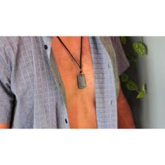 Imagem de Colar Masculino em Camurça Regulável Mandamento Metal Zamak