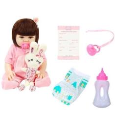 Imagem de Boneca Bebê Reborn Com Macacão E Acessórios Baby Star - Bbr Toys