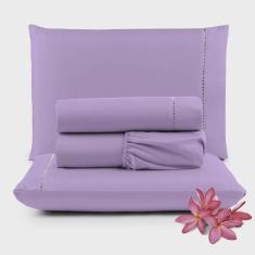 Imagem de Jogo de Lençol Primor Queen 4 Peças Percal 400 Fios Ponto Palito - Lilás