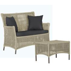 Imagem de 1 Sofá Área e Mesa Igapó Alumínio Pintura Marrom Corda Náutica Estofado Impermeável Almofada 11 Trama