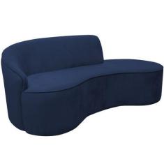 Imagem de Sofá Curvo 02 Lugares 150cm Eron Braço Direito Veludo Azul Marinho - N