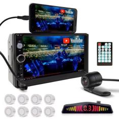 Imagem de Kit Multimídia + Câmera Ré + Sensor Dianteiro Traseiro Branco Golf 200