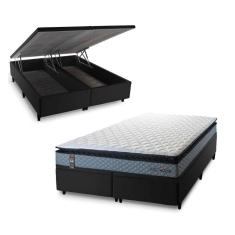 Imagem de Conjunto Box Baú Chicago Cinza 158x198x64 Espuma D33