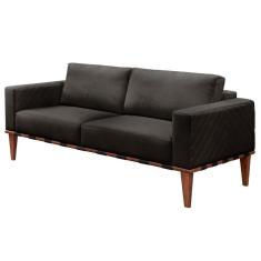 Imagem de Sofá Namoradeira Bella Luxo Castellar Móbile Corino Preto Corino Preto