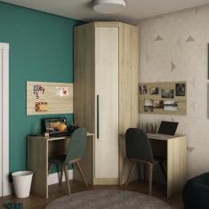 Imagem de Guarda Roupa de Canto 1 Porta, 4 Prateleiras, 2 Escrivaninhas e 2 Pain