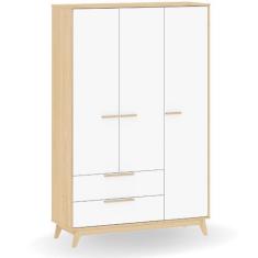 Imagem de Guarda Roupa Infantil Mdf Branco Com Carvalho Quater Linha Petit