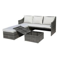 Imagem de Sofá Modular Vime Ratan 3 Lugares + 2 Mesa Bau Apoio 4 Peças - Just Ho