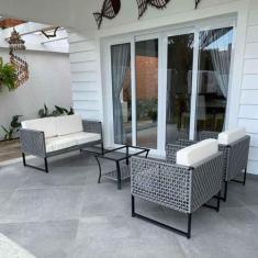 Imagem de Conjunto De Sofá Bahamas Corda Náutica Em Tela - 1 Sofá + 2 Poltronas