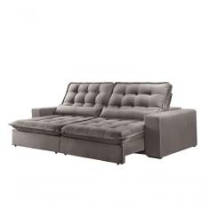 Imagem de Sofá 3 Lugares Retrátil E Reclinável Orion Suede Prata