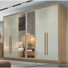 Imagem de Guarda Roupa Casal 6 Portas 8 Gavetas Com Espelho Robust Cumaru Fendi - Móveis Horizonte