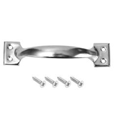 Imagem de 5/1 conjunto de maçanetas de porta em arco de metal de 4/6 polegadas com parafusos, armários de móveis, puxadores de gaveta, portão de ferro, maçanetas de porta de galpão de celeiro, prata 6 polegada