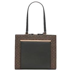 Imagem de Calvin Klein Bolsa organizacional Astrid com compartimento triplo, Logotipo marrom/cáqui/preto, One Size