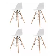 Imagem de Kit 04 Banquetas Altas Eames Charles Eiffel - Branco Branco