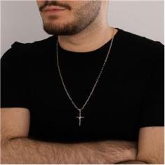 Imagem de Corrente Cartier Banhada Ouro Masculina Cordao Ping Cruz