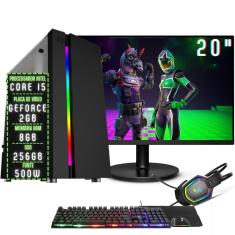 Imagem de PC Gamer Completo 3green Play Intel Core i5 8GB RAM Placa de vídeo Geforce 2GB SSD 256GB Monitor 20&quot; 75Hz Fonte 500W 3GP-017