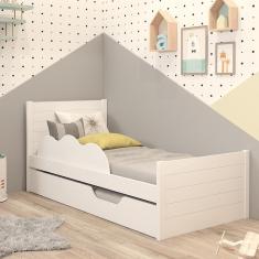 Imagem de Cama Bibox Solteiro Protetor Lateral 100% Mdf Elza Cimol Branco Branco