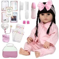 Imagem de Boneca Reborn Realista Laura Corpo De Silicone + 20 Itens - Cegonha Re