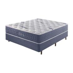 Imagem de Cama Box Casal + Colchão Mola Ensacada Visco Gel California Linho Azul
