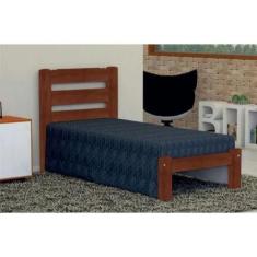 Imagem de Cama De Solteiro Luna De Madeira Maciça Angelim Pedra/Tauari - Cor Cas