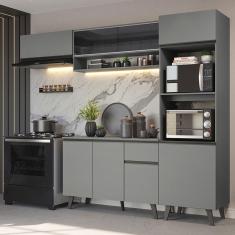 Imagem de Armário De Cozinha Completa 260cm Cinza Nice 03 Cinza