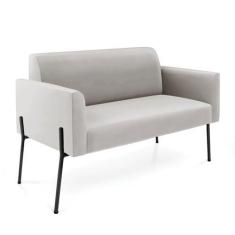 Imagem de Sofá Namoradeira 2 Lugares Pé de Ferro Preto Marisa Veludo Cinza D03 - D'Rossi