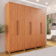 Imagem de Guarda-roupa Casal 6 Portas 4 Gavetas com Pés Atlanta Cinamomo
