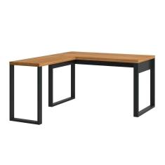 Imagem de Mesa Escrivaninha De Canto 135x157 Cm Office Industrial 100% Mdf Freijó Preto Fosco Pradel