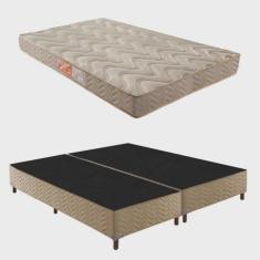 Imagem de Box Queen Florença 42x158x198cm com Colchão Queen Unique D33 Duoface 20x158x198cm Rustico Bege