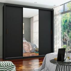 Imagem de Guarda Roupa 3 Portas de Correr com Espelho Central Conquista Plus