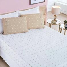 Imagem de Jogo De Lençol Solteiro Petit Poa 200 Fios 2 Peças - Caqui - Bia Enxov