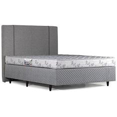 Imagem de Cama Box com Cabeceira Casal Herval Cannes, Espuma D33, 56x138x188 cm