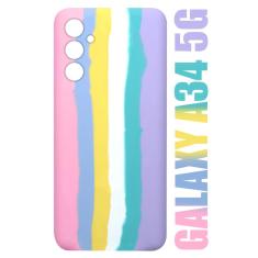 Imagem de Capa Aveludada Arco Iris Candy Compativel Galaxy A34 5G A346 6.6 + Película De Vidro 3D - Cell In Power25