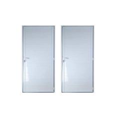 Imagem de Kit com 2 Portas Lambril de Alumínio 210x70cm com Maçaneta Linha 25 Lado Esquerdo Esquadrias Bergame Branco