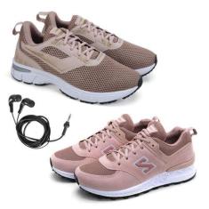Imagem de Tênis Feminino Esporte Conforto + Fone de Ouvido Fio Kit 2 - BFK, Rosa